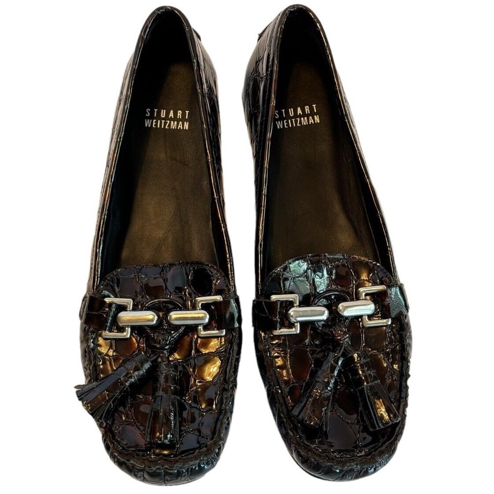 Stuart Weitzman Rascal Patent Croc Embossed Tasse… - image 8